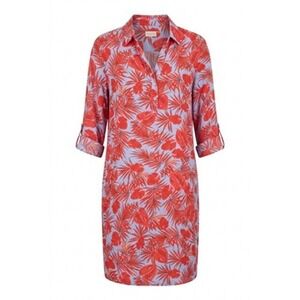 Milano Italy Dress Women 38 XS OS Red Tropical Shirt Shift Pockets Travel Beachy
